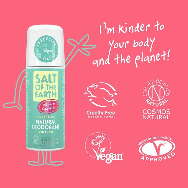 Salt Of The Earth - Melon & Cucumber Natural Deodorant Roll On 75ml