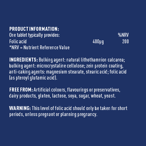 Higher Nature Folic Acid 400ug Tablets - Pregnancy Support (90pk)